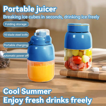 Portable Fruit Blender 800ml Multifunctional Electric Juicer Cup 10 Steel Blades Summer Milkshake Machine USB Rechargeable