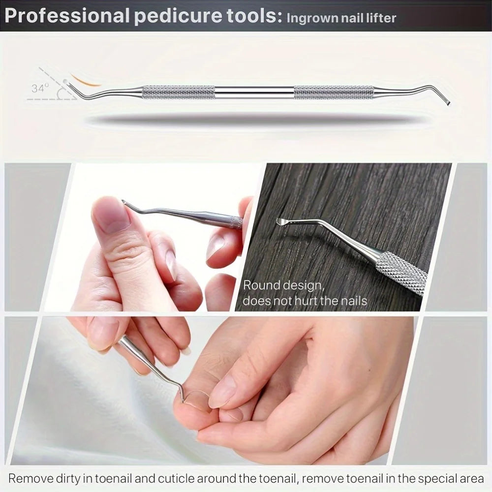 5pcs Stainless Steel Foot Care Tool Set, Exfoliation Tools, Dead Skin and Nail Edge Maintenance, Portable Travel Box Packaging