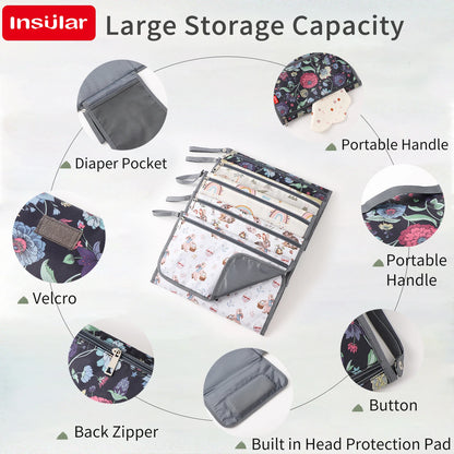 INSULAR Baby Diaper Changing Pad Portable Diaper Bag Waterproof Infant Nappy Sheet Multi-functional Mother-Baby Nursing Products