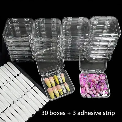 20pcs Press On Nail Packaging Boxes With Double Sided Adhesive Nail Tape Acrylic Press On Nail Storage Box in 4 Colors For Nail