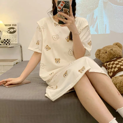 Maternity Clothings Nursing Dresses Breastfeeding Sleepwear Pattern Printing Cheerful and Lively Girl Feeling for Pregnant Women