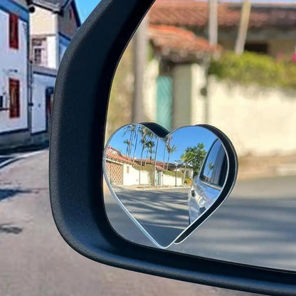 Car Frameless Blind Spots Mirror 1 Pair Cute Heart Shape Side Mirror Rearview Mirror Auxiliary Car Accessories for Car SUVs