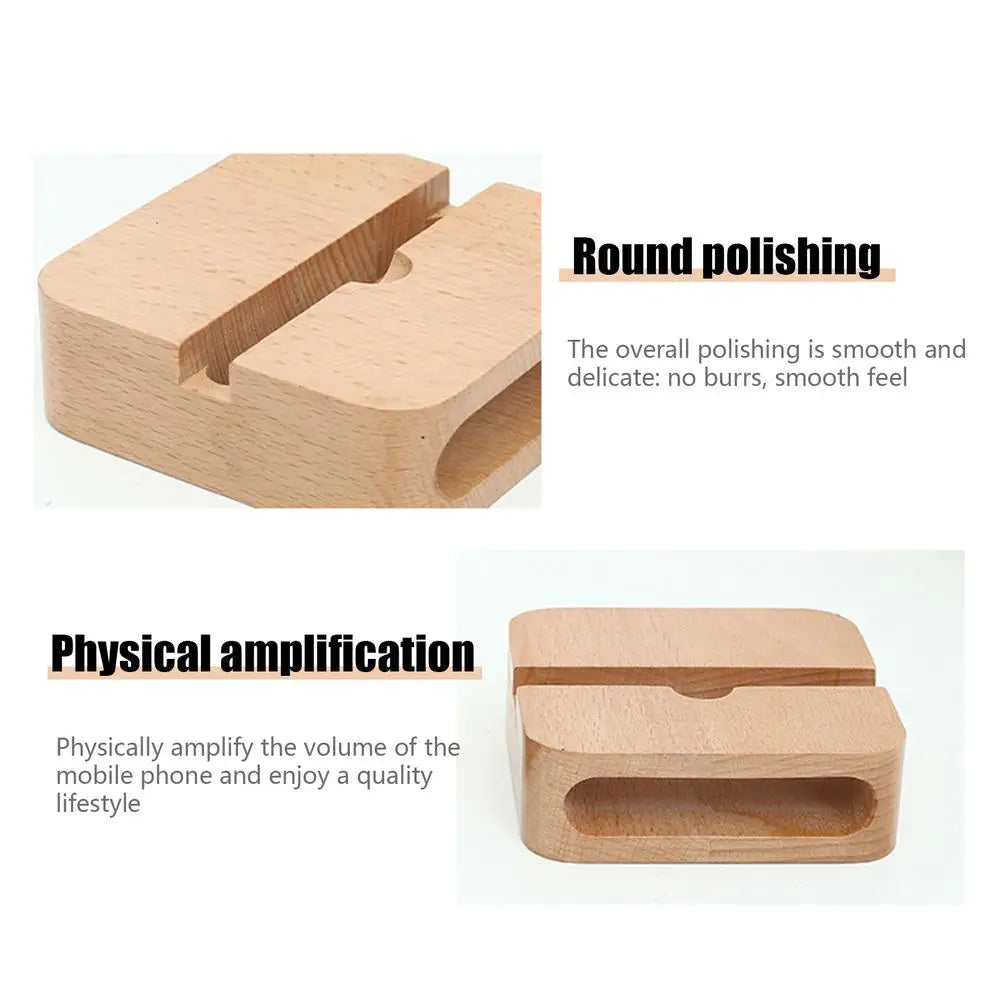 Wooden Cell Phone Stand Sound Amplifier Louder Sound Mobile Phone Holder Cell Phone Stand Natural Loudspeaker Portable Phone