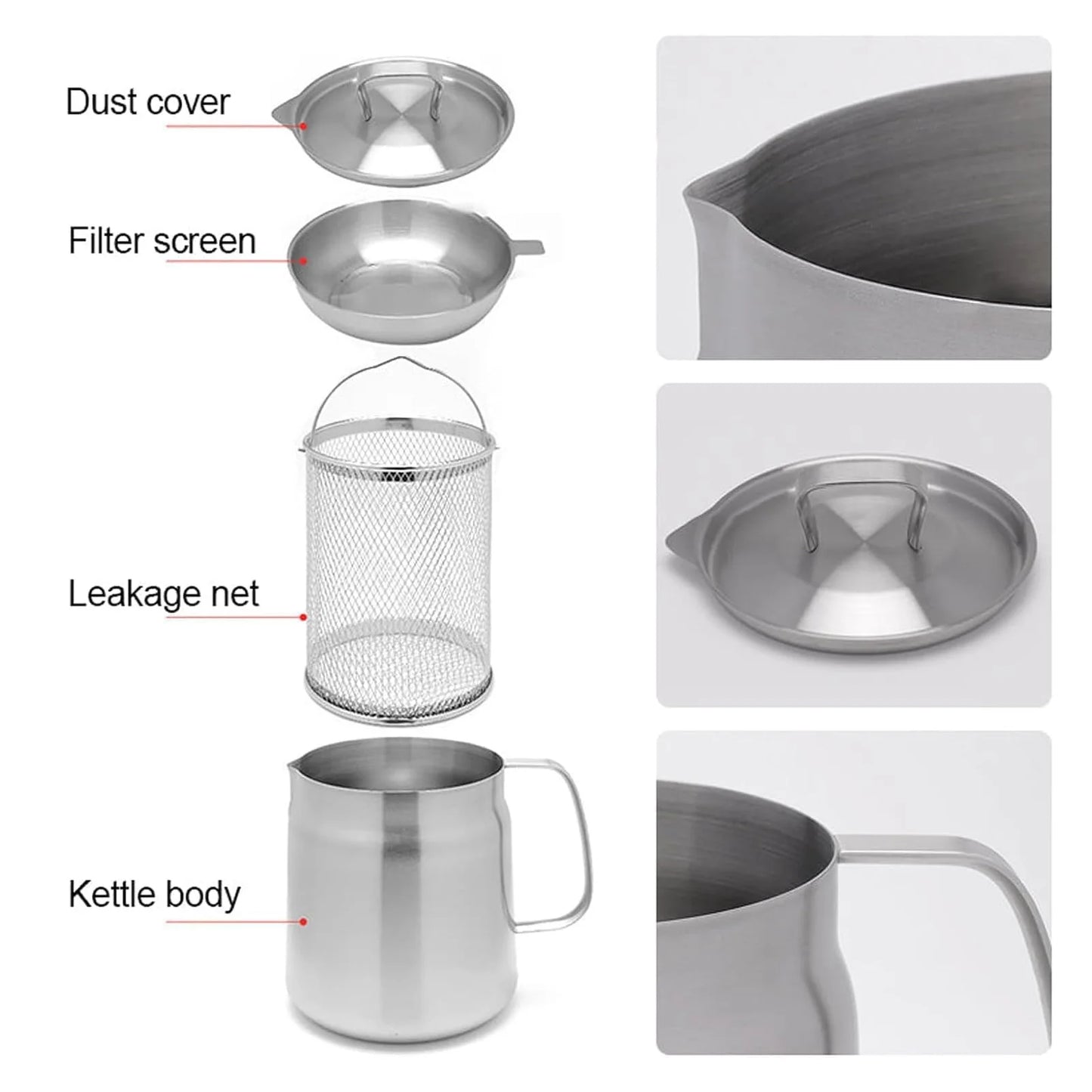 Oil Strainer Pot 304 Stainless Steel Oil Filter Large Capacity Ergonomic Handle Grease Container With Strainer Oil Storage Can