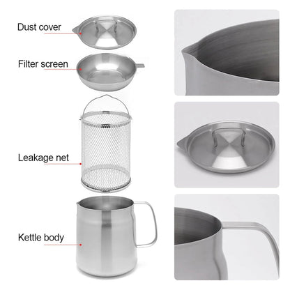 Oil Strainer Pot 304 Stainless Steel Oil Filter Large Capacity Ergonomic Handle Grease Container With Strainer Oil Storage Can