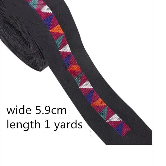 1 Yards Ethnic Embroidered Ribbons Trim DIY for Decoration Handcraft Apparel Sewing
