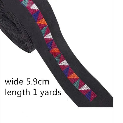 1 Yards Ethnic Embroidered Ribbons Trim DIY for Decoration Handcraft Apparel Sewing