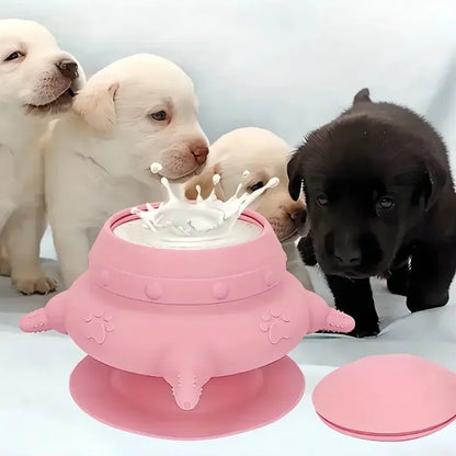 Kitten Puppy Nursing Silicone Milk Sucking Bowl Simulated Bottle Feeding Anti-Choking Anti-Spill Food-Grade Slow Feeder Bowl