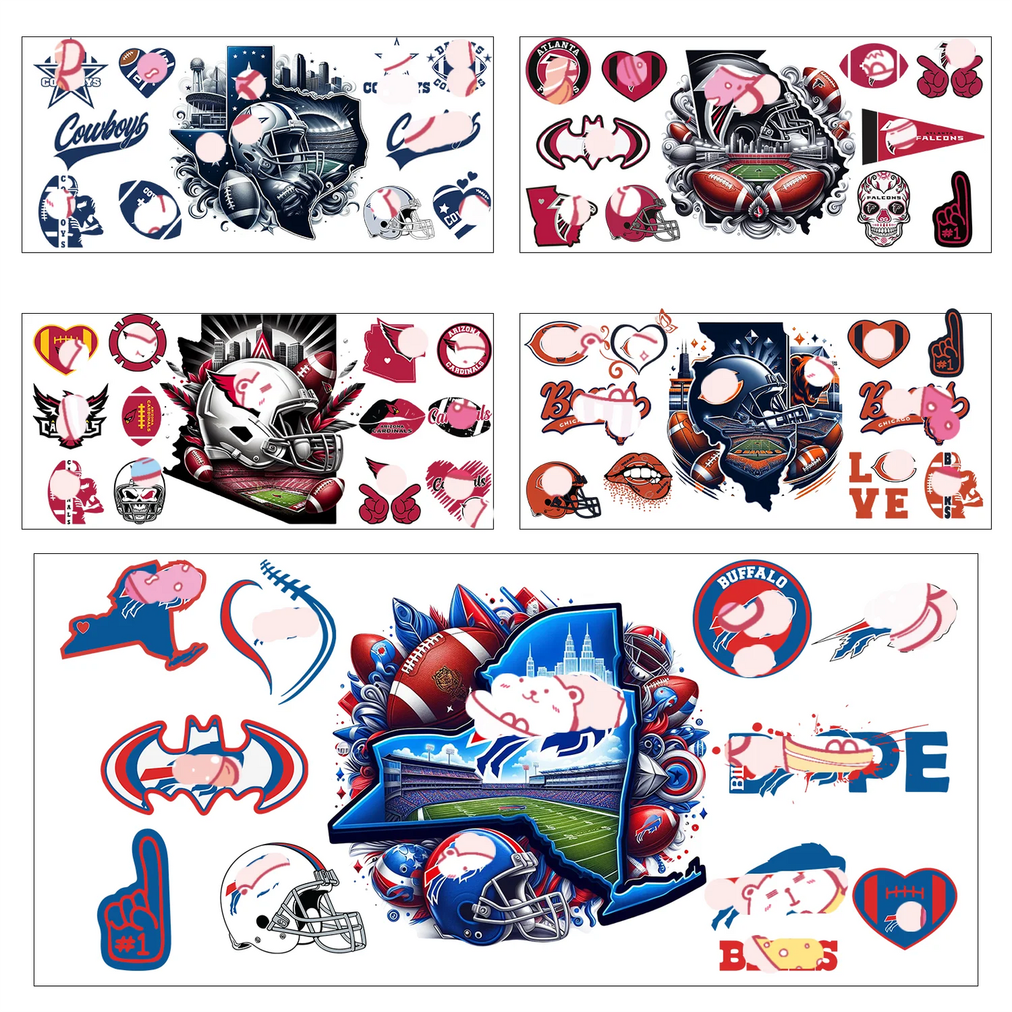 Sports Team Cup Wraps DIY Waterproof Easy To Use Custom Decals UV DTF Transfer Sticker For 16oz Libbey Glasses