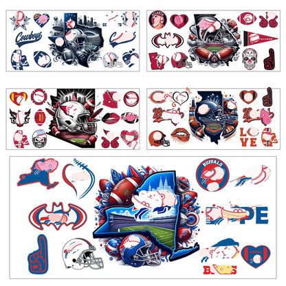 Sports Team Cup Wraps DIY Waterproof Easy To Use Custom Decals UV DTF Transfer Sticker For 16oz Libbey Glasses