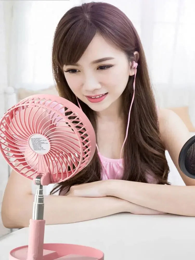 Retractable Electric Fan USB Charging Foldable Fan Portable Mini Four Speed Electric Fan Dormitory Outdoor Activity