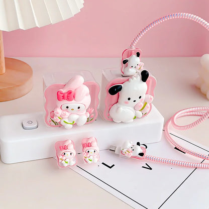 Joytop Sanrio 5Pcs Set Cable Protector for Huawei 35W/40W/66W/88W/100W Fast Charger Case Phone Wire Cord Organizers Winder