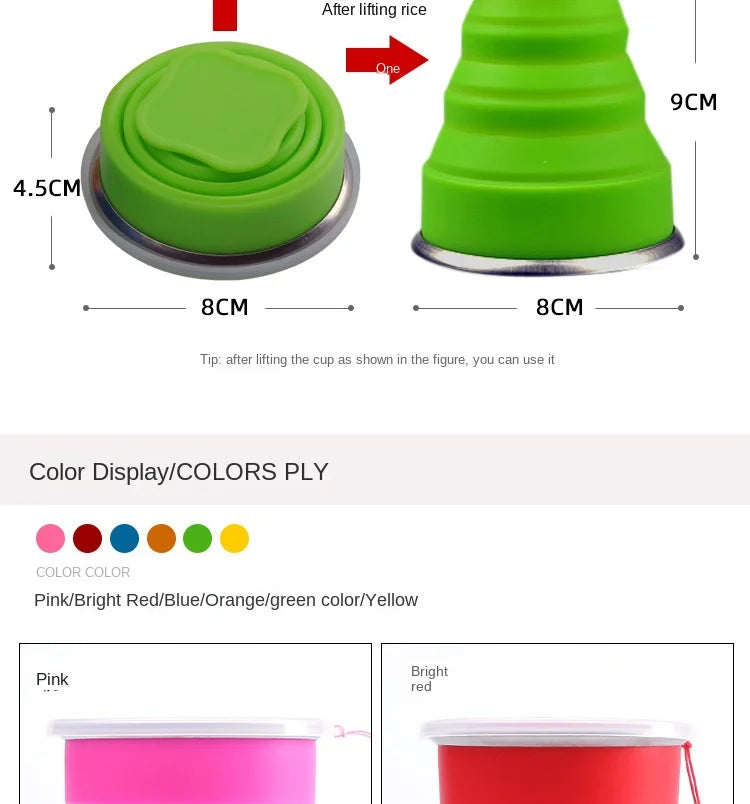 Folding Cups BPA FREE Food Grade Water Cup Travel Silicone Retractable Coloured Portable Outdoor Coffee Handcup