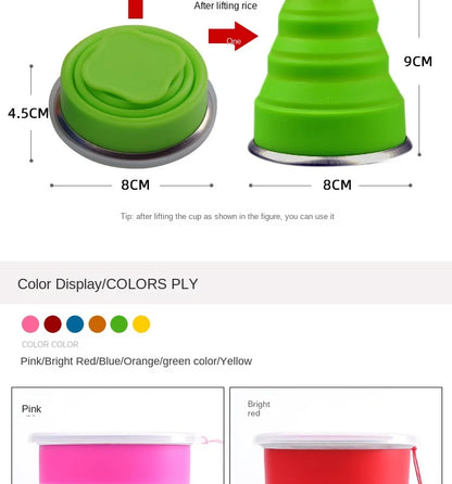 Folding Cups BPA FREE Food Grade Water Cup Travel Silicone Retractable Coloured Portable Outdoor Coffee Handcup