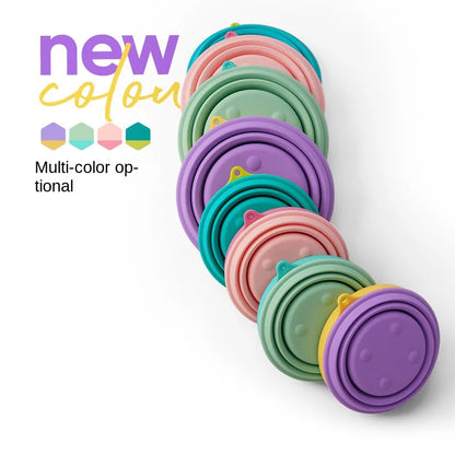 Silicone Bowl Foldable with Lid Camping Baby Travel Portable Round Large Food Container Heat Resistant Salad Bowl