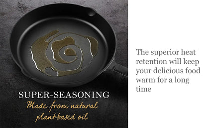 Cast Iron Skillets 10 Frying Pan Non-stick Cast Iron Pan Pre-seasoned Cast Iron Cookware for Camping Indoor and Outdoor Uses