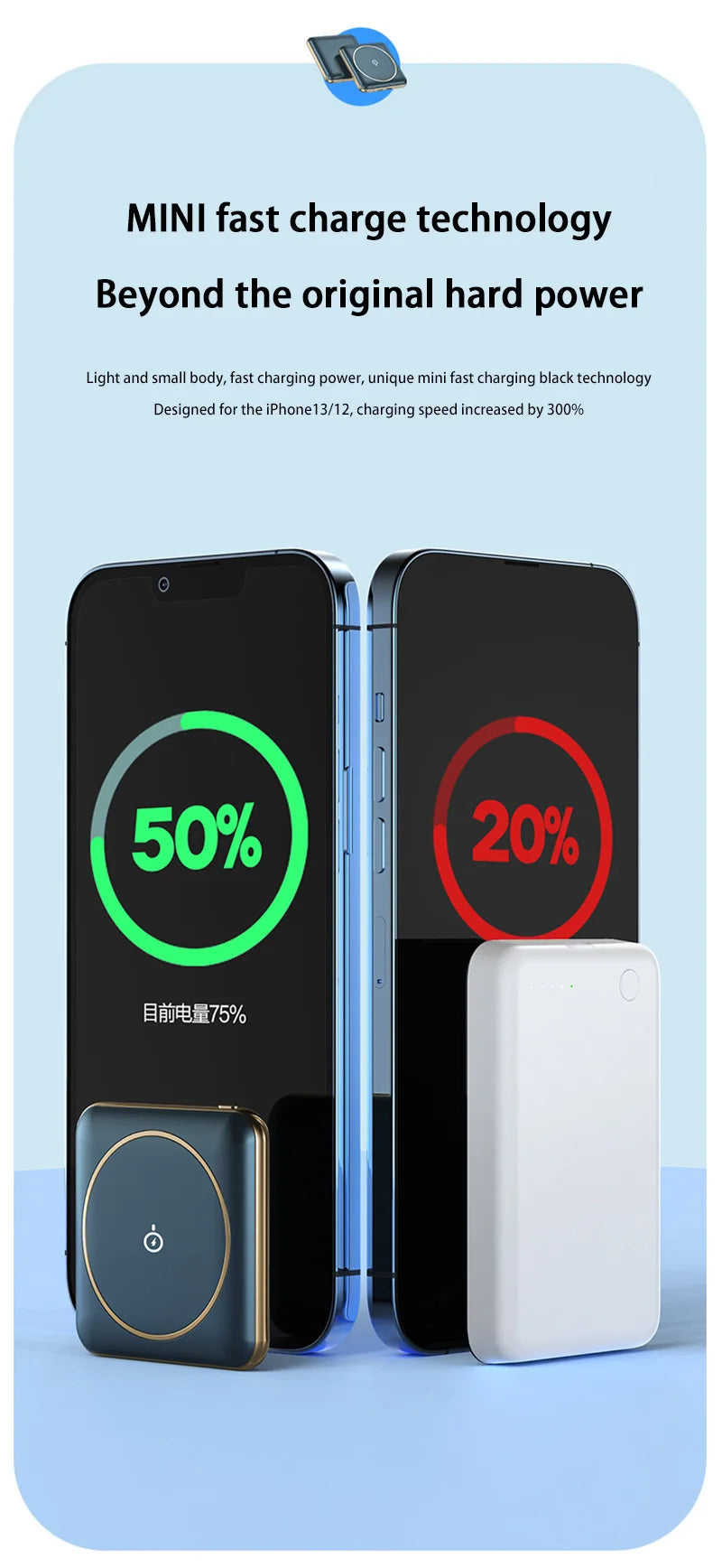 30000mAh Large Capacity Super Fast Charging YM-545 Portable Power Bank Magnetic Wireless Charging Power Bank Mobile Power Bank