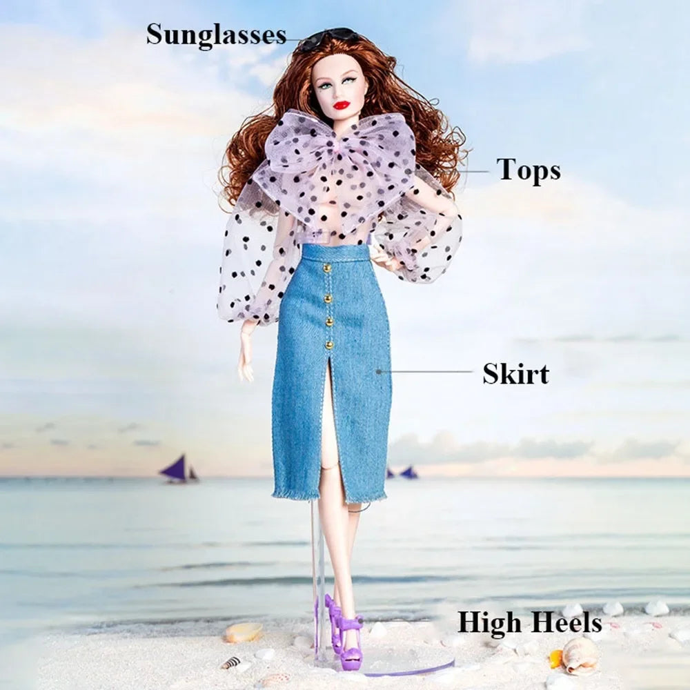 Fashion supermodel Doll Elegant Dress Casual Wears DIY Accessories Princess Dresses Suit Jeans Pants Set