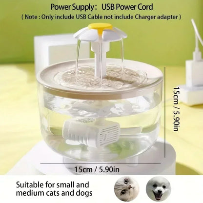 Transparent Flower Pet Water Dispenser - USB-Powered Automatic Circulating Cat Water Fountain