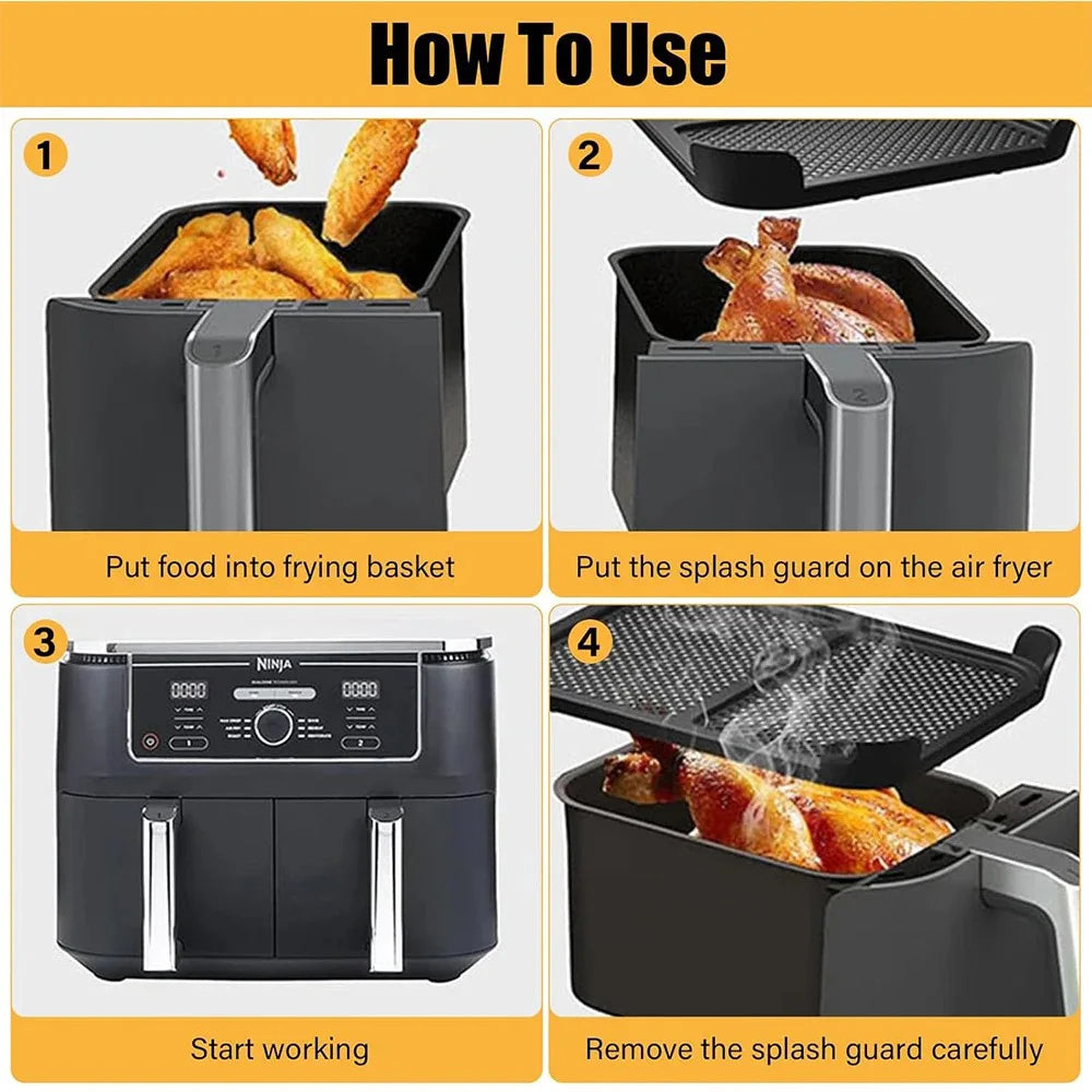 Air Fryer Splash Guard for Ninja AF300 Models Reusable Air Fryer Liners  Silicone Air Fryer Splash Pad Shield Baking Accessories