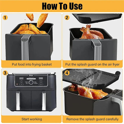 Air Fryer Splash Guard for Ninja AF300 Models Reusable Air Fryer Liners  Silicone Air Fryer Splash Pad Shield Baking Accessories