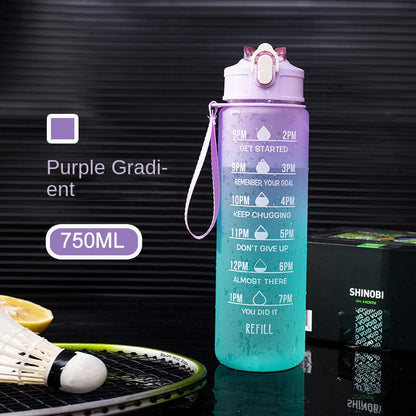 750ML Water Bottle with Straw Motivational Sport Water Bottle for Girls Leakproof Drinking Bottles Outdoor Travel Fitness Jugs