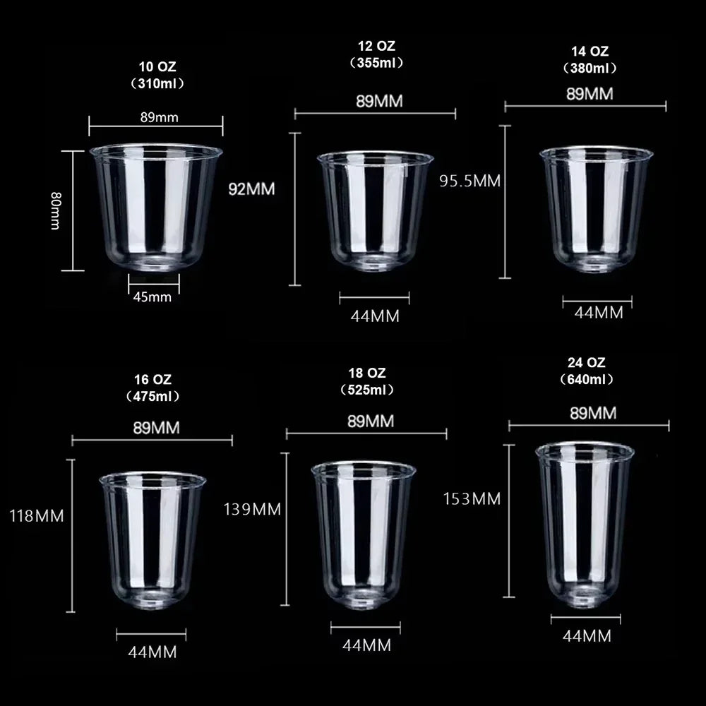 400ml Plastic Cups with Lids Snack and Drink Cup Double Plastic Cold Cup Clear Disposable PET Plastic Cup Boba Milk Tea Cup