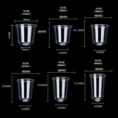 400ml Plastic Cups with Lids Snack and Drink Cup Double Plastic Cold Cup Clear Disposable PET Plastic Cup Boba Milk Tea Cup