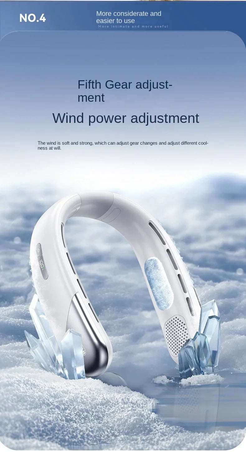 10000mAh Portable Neck Fan Mini Bladeless Silent Neckband Fan USB Rechargeable 3 Speeds Mute Wireless Electric Neck Cooler Fans