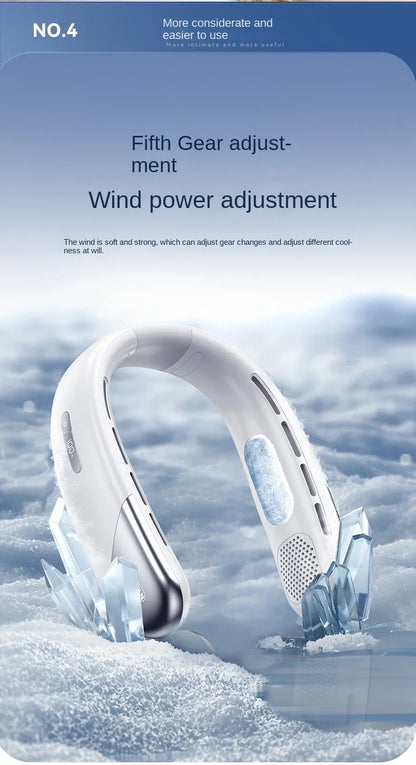 10000mAh Portable Neck Fan Mini Bladeless Silent Neckband Fan USB Rechargeable 3 Speeds Mute Wireless Electric Neck Cooler Fans