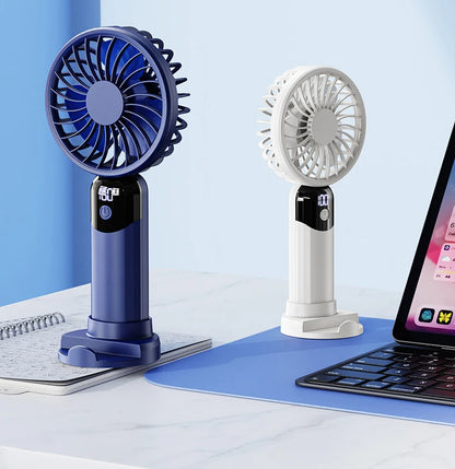 Portable Handheld Fan-LED Display Usb Fan, 6-Speed Wind, Rechargeable Portable Fan, Mini Fan for Home/Camping/Office