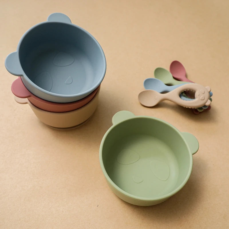 New Silicone Baby Feeding Bowl Tableware for Kids Waterproof Suction Bowl Feeding Bowl BPA Free Silicone Dishes for Baby Bowl