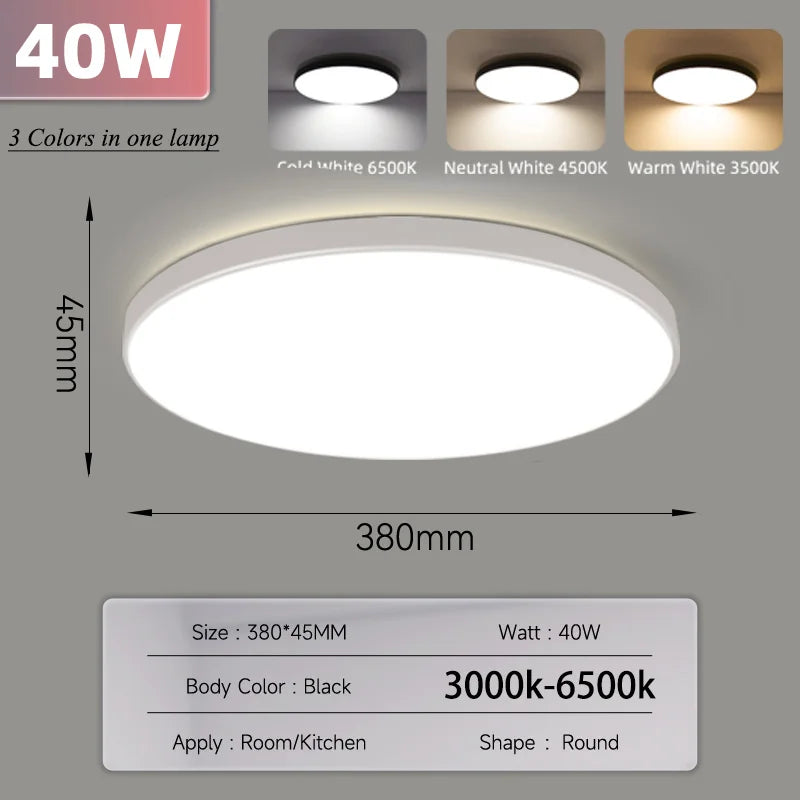 Smart Led Ceiling Light with Remote Control 3 Colors Dimmable Ceiling Lights Ultrathin Panel Lamps Bedroom Kitchen Ceiling Lamp