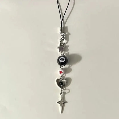 Star & Love Mobile Phone Chain, Sweet Cool Dark Mobile Phone Chain, Cute Mobile Phone Charm,  Keychain Pendant