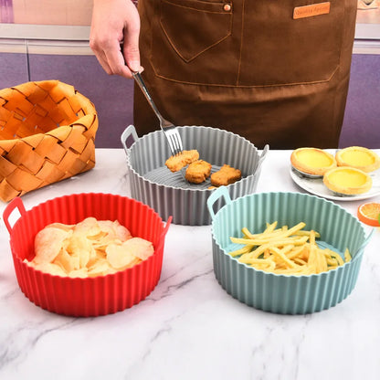 Air Fryer Liners Reusable Non-Stick Silicone Round Square Baking Tray Molds for Airfryer Oven Baking Basket Accessories