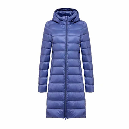 5XL 4XL Plus Long Down Jacket Women Winter Ultra Light Down Jacket Women With Hooded Down Coat Female Hat Detachable
