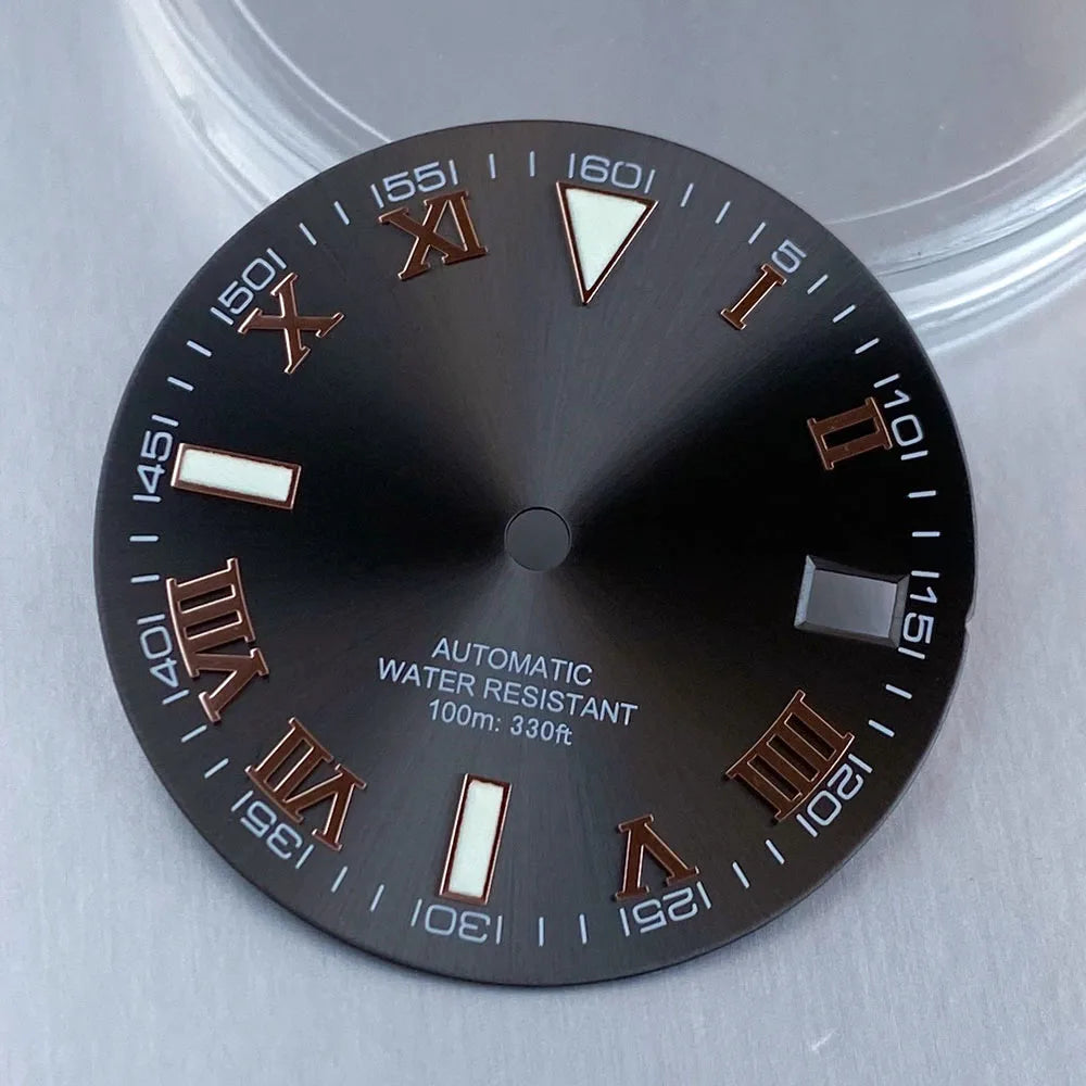 Grey Silver Sunburst 29mm Watch Dial fit NH35 NH35A NH36A Silver/Gold/Rose Gold/Green Roman Numerals Index Hand Set Watch Parts