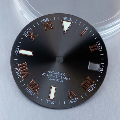 Grey Silver Sunburst 29mm Watch Dial fit NH35 NH35A NH36A Silver/Gold/Rose Gold/Green Roman Numerals Index Hand Set Watch Parts