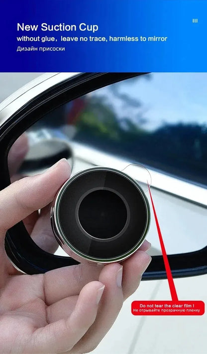 Car Blind Spot Rear View Mirror Wide Angle 360 Degree Adjustable Small Round Mirror Car Reverse Auxiliary Rearview Convex Mirror