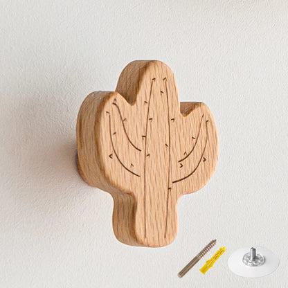 1PCS Solid Wood Hooks Cute Room Decor Animal Hook Wall Hanging Key Coat Hook Home Decoration Hanger Bathroom Kitchen Accessories