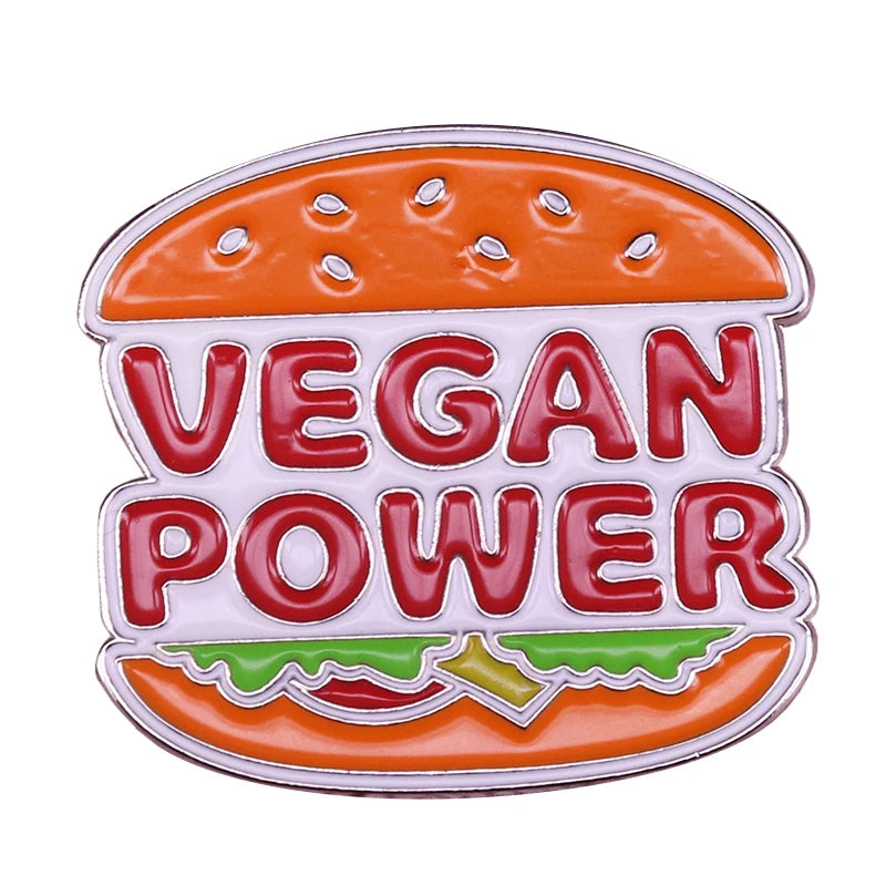 Vegan Enamel Pin Hamburger Broccoli Carrot Pussy Vegetarian Vegetables Badge Cartoon Brooch