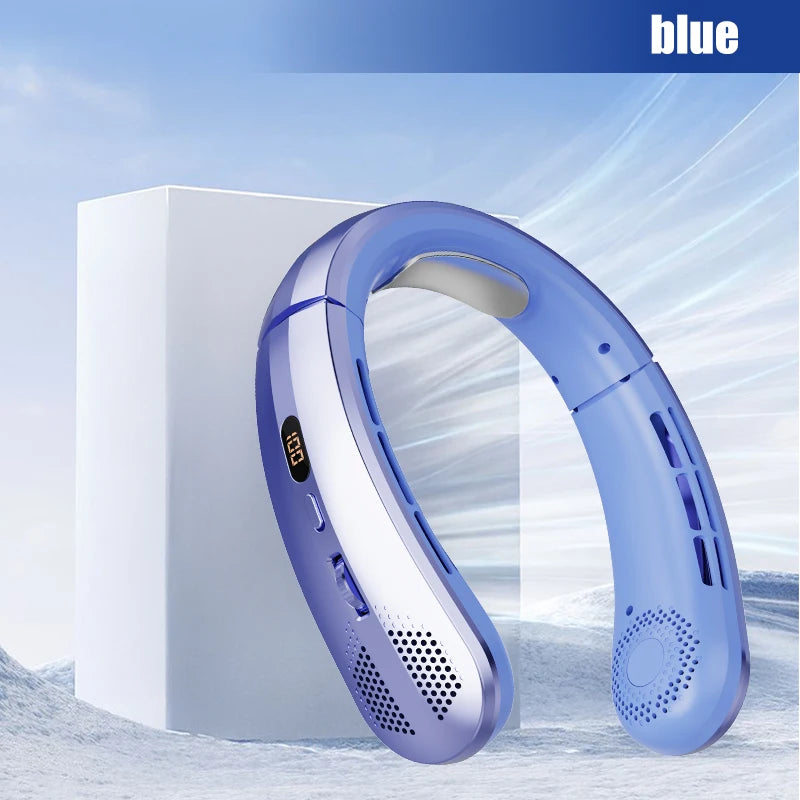 2025 Mini Neck Fan Hanging Neck Fan Portable Leaveless Air Conditioner Digital Display Air Conditioner Charging Neck Fan