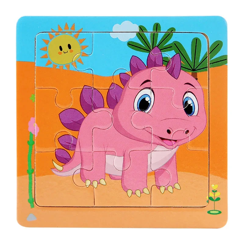 3D Puzzles Cartoon Animals Wooden Montessori Game Kids Cognitive Jigsaw Puzzle Baby Toys Educational Toys for Children Toddler