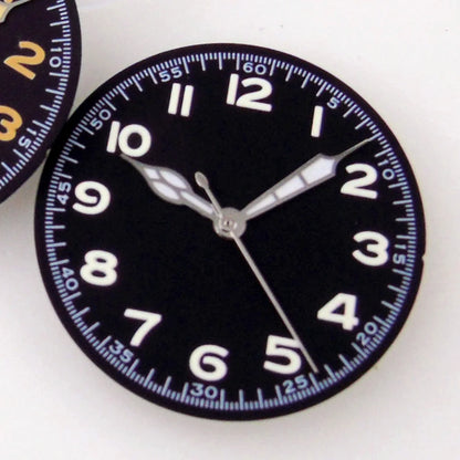 Nologo Vintage 29mm Black Watch Dial for Pilot Diver Watch NH35 NNH36 NH37 NH38 NH39 ETA2824 PT5000 ST2130 Watch Hand Set