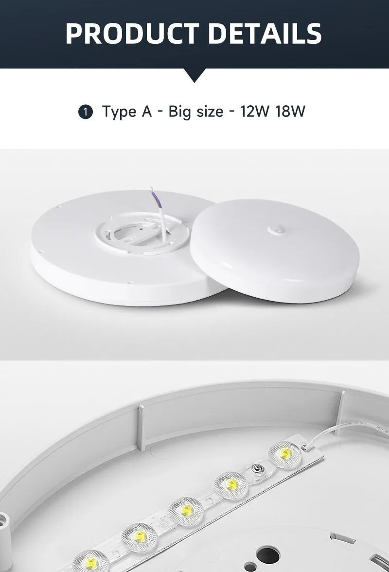 Led Ceiling Lamp With Motion Sensor 40W 30W 20W 18W 15W 12W Led Ceiling Light Fixtures For Entrance Balcony Corridor 110V 220V