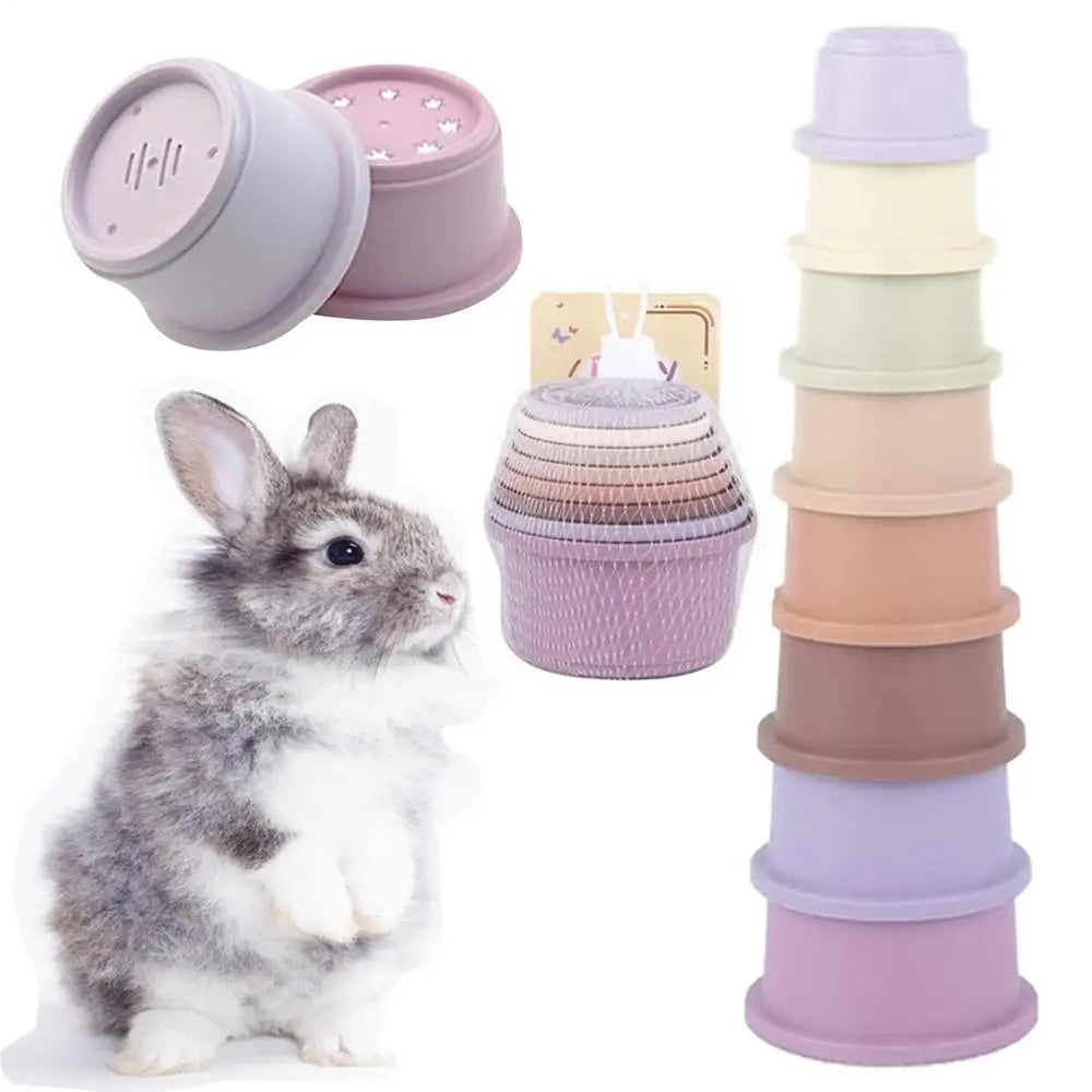 Stacking Cups Toy Small Animal Stacking Cups Multi Colored Reusable Small Animals Puzzle Toys Snack Cups Pet Accessories