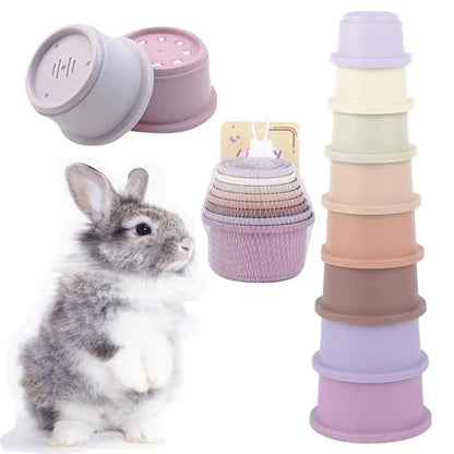 Stacking Cups Toy Small Animal Stacking Cups Multi Colored Reusable Small Animals Puzzle Toys Snack Cups Pet Accessories