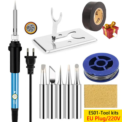 New Electric Soldering Iron 60W Adjustable Temperature Replaceable Soldering Iron Head Soldering Iron Pen Welding Kit