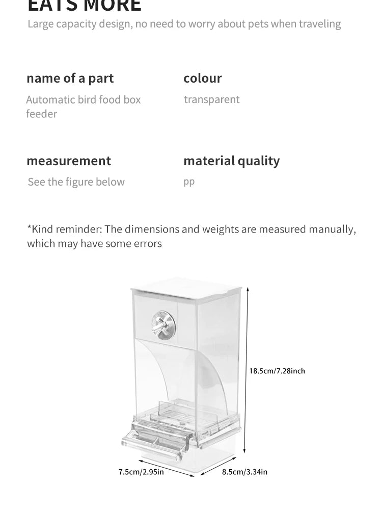 Parrot Bird FeederSpill-proof Automatic DispenserSplash-proof Outside FeederBird FeederTiger PeonyPhoenixBird Supplies