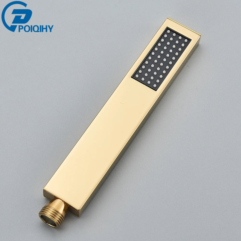 Brass Hand Held Shower Head Black Golden Handshower Head 100% Copper Head Faucet Accessory Single Function Shower Head